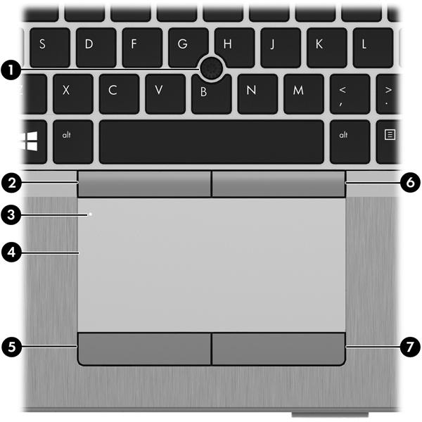2 Seznámení s prvky počítače Horní strana TouchPad POZNÁMKA: Váš počítač se může od obrázku v této kapitole mírně lišit.