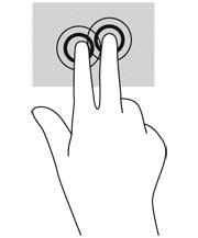 Kliknutí dvěma prsty (pouze vybrané modely) Kliknutí dvěma prsty umožňuje provádět výběry v nabídkách objektů na obrazovce.