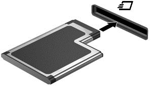 Vložení karty ExpressCard UPOZORNĚNÍ: Abyste zabránili poškození počítače nebo externích karet médií, nevkládejte PC kartu do zásuvky pro kartu ExpressCard.