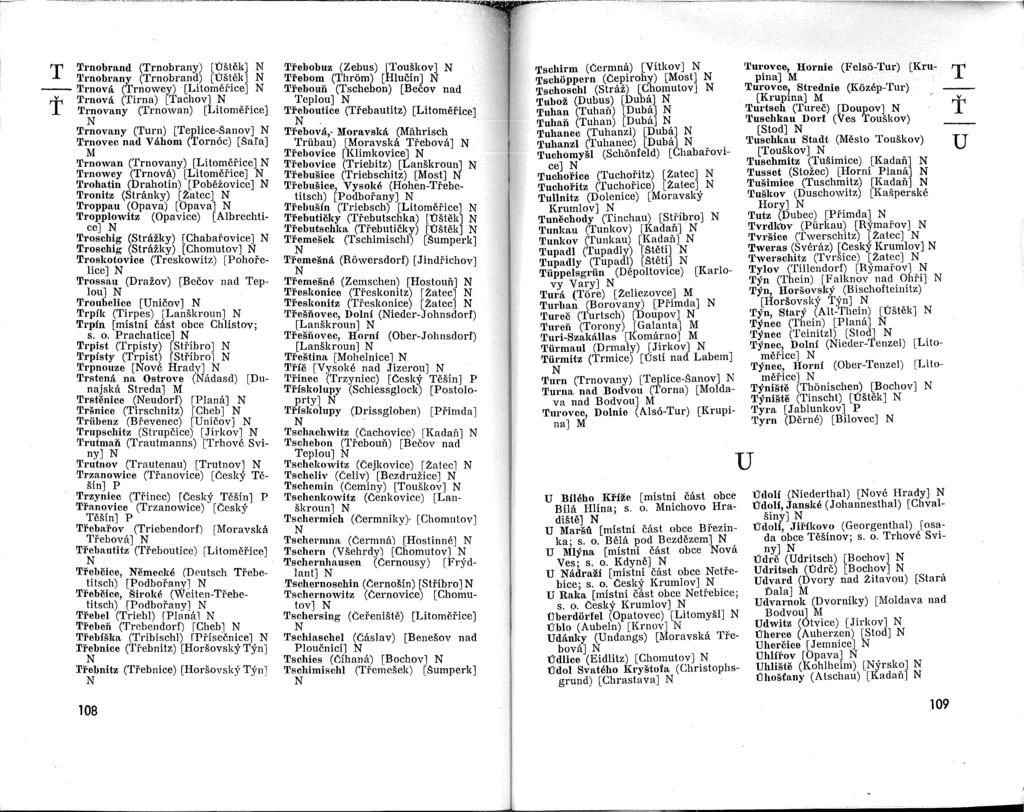 T Trnobrand (Trnobrany) [Ustck] Trnobrany (Trnobrand) [Uste),] -- Trnova (Trnowey) [Litomcrice] T v Trnova (Tirna) [Tachov] Trnovany (Trnowan) [Litomerice] Trnovany (Turn) [Teplice-Sanov] Trnovec nad