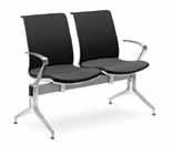 lyra net lyra net 203/2 Two-seater bench, upholstered seat, backrest upholstered in self-supporting mesh, polypropylene shell in black, polished aluminium base, connecting section in black Dvoumístná