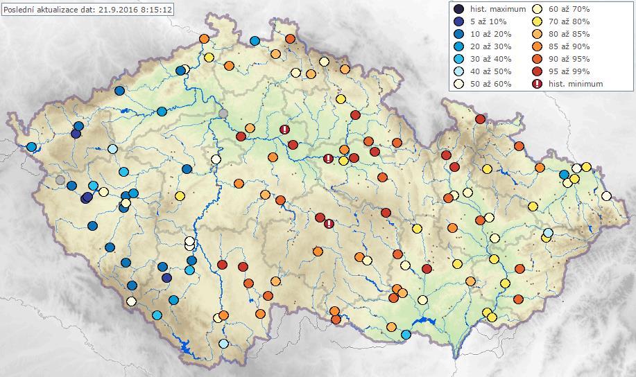 Hladiny sledovaných toků zůstávaly během většiny uplynulého týdne převážně setrvalé, případně jen mírně kolísaly.