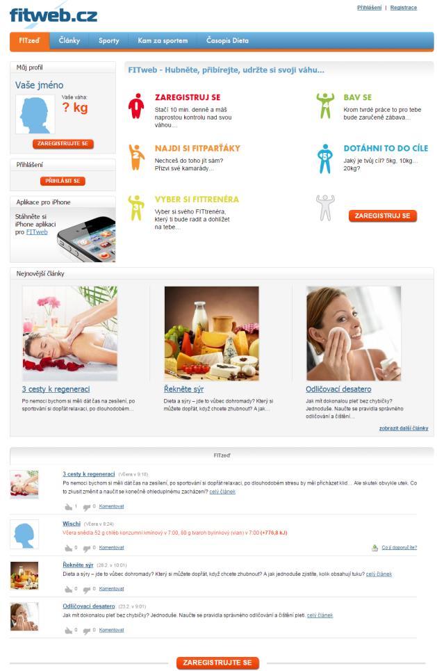 Fitweb je určen široké veřejnosti usilující především o hubnutí nebo udržení své váhy.