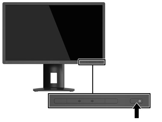 Zapnutí monitoru 1. Přepněte hlavní vypínač na zadní straně monitoru do polohy On (Zapnuto). 2. Stisknutím tlačítka napájení zapněte počítač. 3. Stiskněte tlačítko napájení na přední straně monitoru.