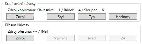 7.7 Kopírování a přesouvání kláves Protože klávesnice často obsahuje i větší množství kláves, tak její konfigurace může být časově velmi zdlouhavá.