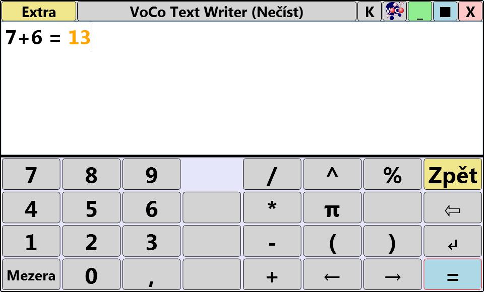 Obrázek 23 Příklad vzorové konfigurace čtení textu přímo na stisk klávesy (vrstva 4). Obrázek 24 Příklad vzorové konfigurace jednoduchá kalkulačka (vrstva 5).