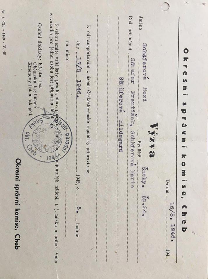 Příloha č. 4 Výzva k odsunu 169 169 SOkA Cheb, fond č.