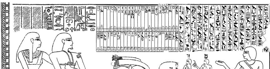 Obr. 12 7. Zádušní rituál (obr. 12) Po rituálu otevírání úst následovala velká hostina: přinášeny obětiny k hrobce, obětováni býci, tanečnice tančí.