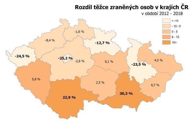 Krajské srovnání poskytuje souhrnný pohled na vývoj závažných následků nehod na všech komunikacích na území kraje, tj. dálnicích, silnicích I., II. a III. třídy a místních komunikacích.