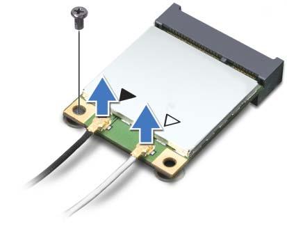 Postup 1 Odpojte anténní kabely od konektorů na kartě Mini-Card.