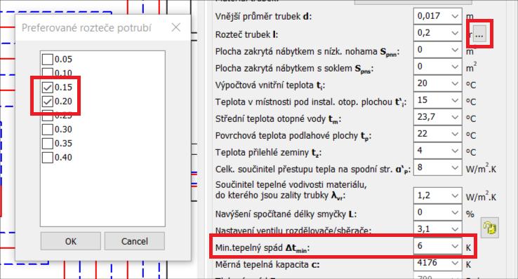 Automatická optimalizace návrhu Zadání podmínek pro návrh (rozsah roztečí, minimální tepelný spád a max. tlakovou ztrátu okruhu).