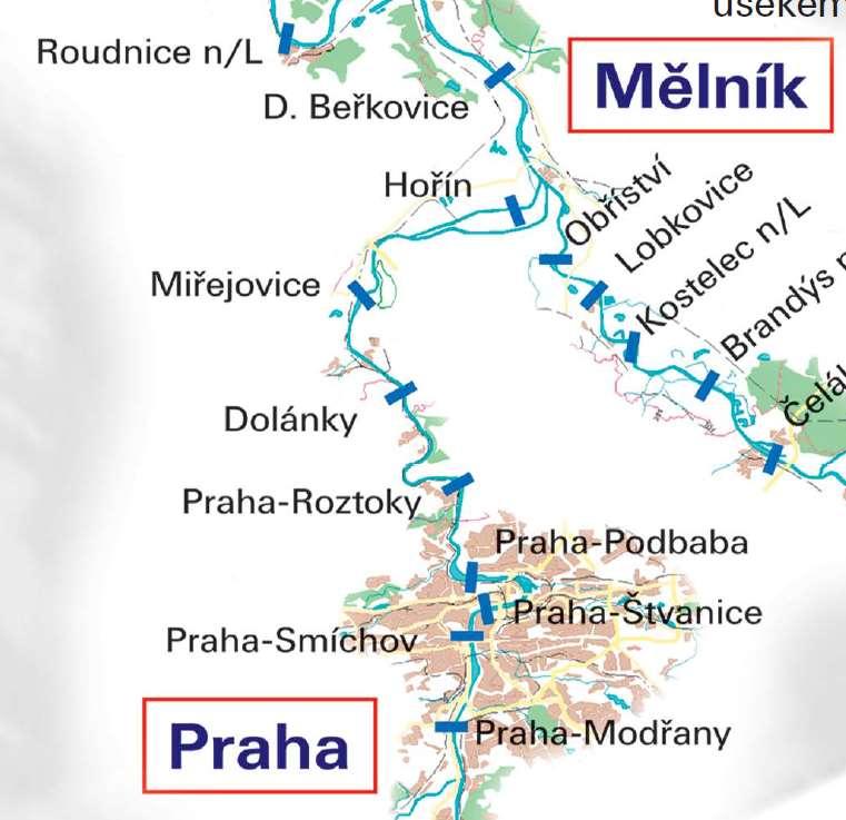 Zvýšení parametrů Vltavské vodní cesty 63,7 km Úprava ohlaví PK Hořín Securing of clearance under Zabezpečení bridges on Vltava