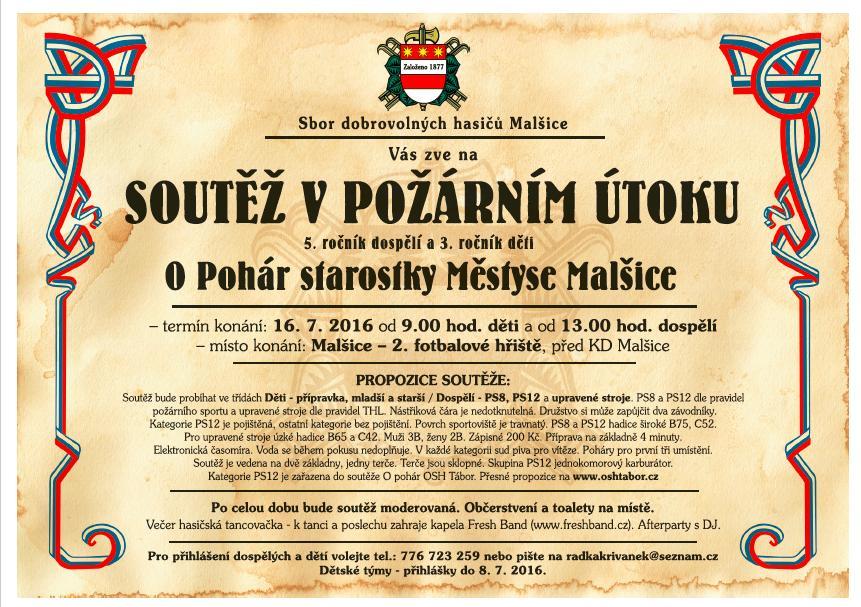 3. ROČNÍK SOUTĚŽE MH V POŽÁRNÍM ÚTOKU O POHÁR STAROSTKY MĚSTYSE MALŠICE  PROPOZICE HASIČSKÉ SOUTĚŽE MH V POŽÁRNÍM ÚTOKU DNE - PDF Free Download