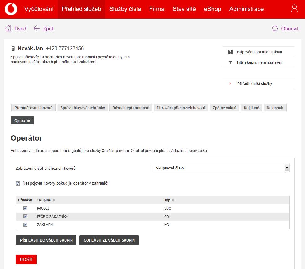 V menu Hovory v záložce Firma klikněte na Operátoři. Zobrazí se okno Operátoři se seznamem vytvořených záznamů.