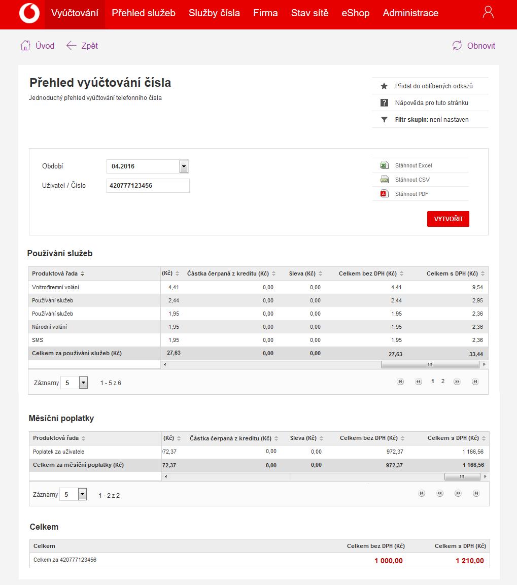 Vytvořený přehled si můžete uložit do zařízení ve formátech XLS, CSV či PDF po kliknutí na příslušný odkaz s ikonkou Stáhnout Excel, Stáhnout CSV či Stáhnout PDF.