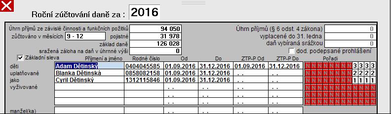 Uplatnění dětí v jednotlivých měsících najdete ve formuláři pro zúčtování v tabulce - viz obrázky níže.