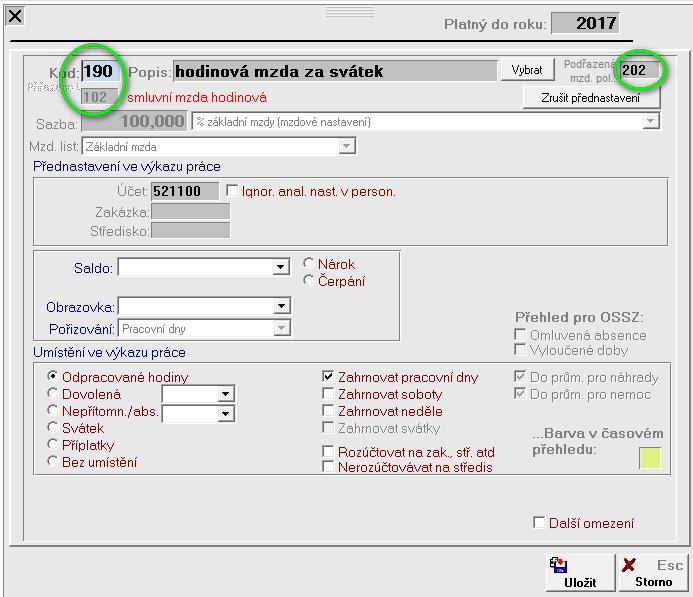 Pro zadání takové mzdy máte ve mzdových položkách pořízenou mzdovou položku 190 - hodinová mzda za svátek, kterou jste pořídili kopií položky 102 a k ní máte přiřazenou položku 202 /příplatek za