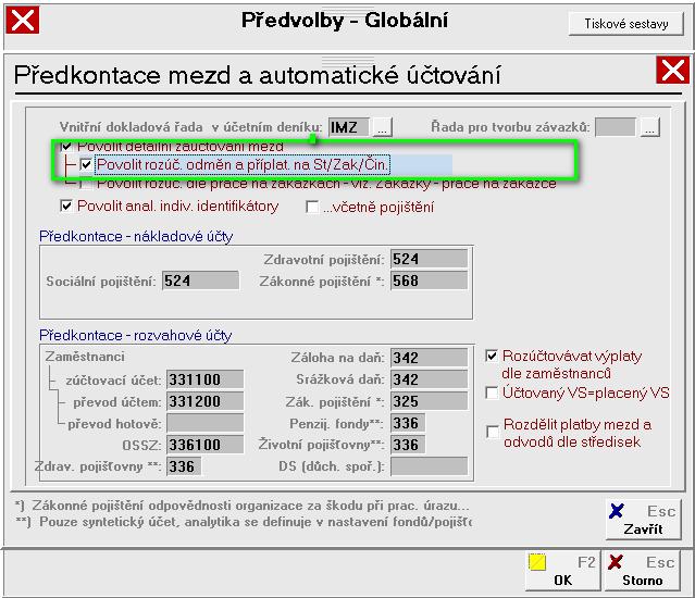 Příklad na pořízení mzdy k rozúčtování - rozdělení podle středisek: zadáte celkový počet hodin do položky základní mzdy.