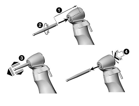 Výměna rotačního nástroje WS-56 L > Průměr držadla nástroje 2,35 mm Zasuňte rotační nástroj až na doraz.