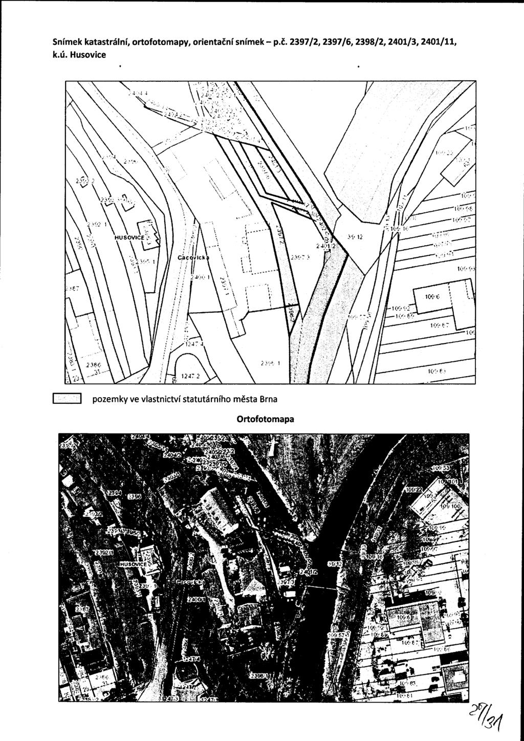 Snímek katastrální, ortofotomapy, orientační snímek - p.č. 2397/2, 2397/6, 2398/2,2401/3,2401/11, k.