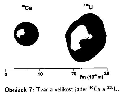 tvar jádra: kulový tvar mají jen dvojitě magická jádra, ostatní jádra se stabilizují změnou tvaru Hmotnost a vazebná energie jádra: m(x) < Z mp + N mn hmotnostní úbytek: Δ = m(x) (Z mp + N mn), Δ < 0