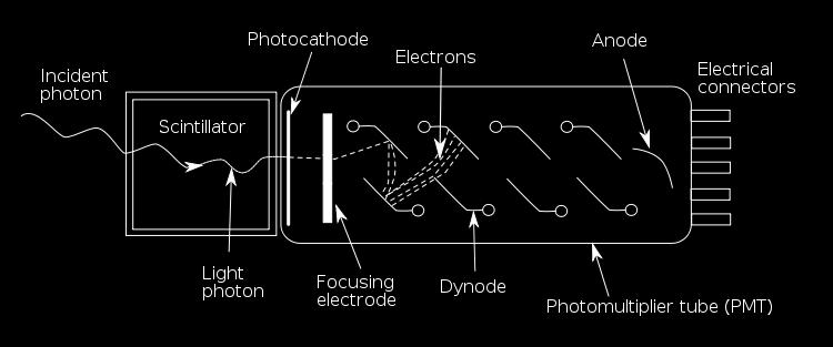 Při počtu dynod m vzroste počet primárních elektronů na nrm, kde Rm je koeficient zesílení fotonásobiče.