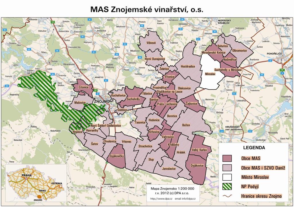 Územní působnost Svazek Znojemských vinařských obcí Daníž: Bohutice, Borotice, Božice, Dobšice, Havraníky, Hnanice, Hodonice, Horní Dunajovice, Hostěradice, Hrádek, Chvalovice, Jaroslavice,