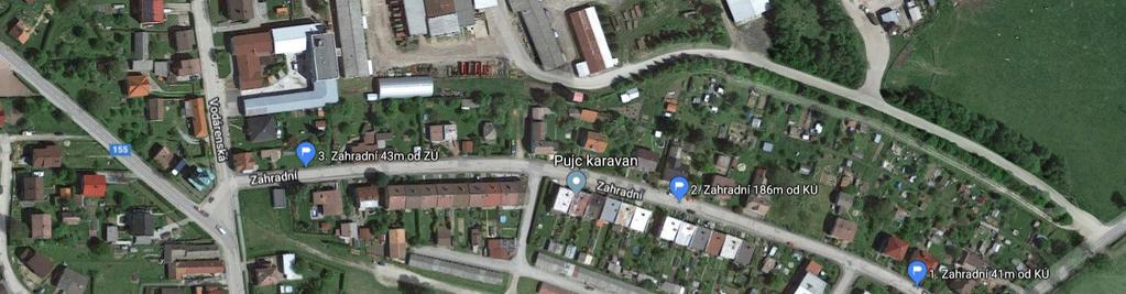 Situace umístění sond: Borovany - Ulice