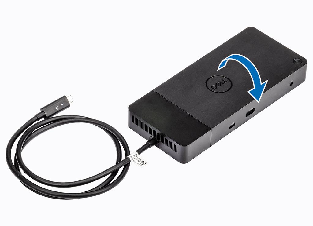 Vyjmutí modulu kabelu USB typu C 8 Dokovací stanice Dell WD19 se dodává s připojeným kabelem USB typu C.