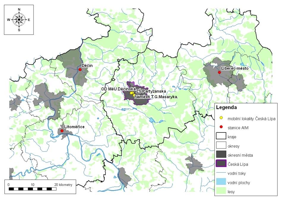 Měření v České Lípě Proměřené lokality: Centrum města Náměstí T. G.