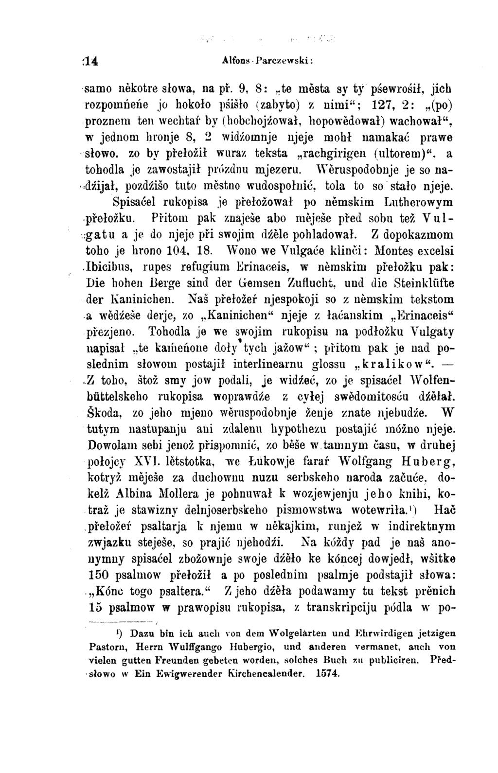 14 Alfons Parczewski: samo někotre słowa, na př.