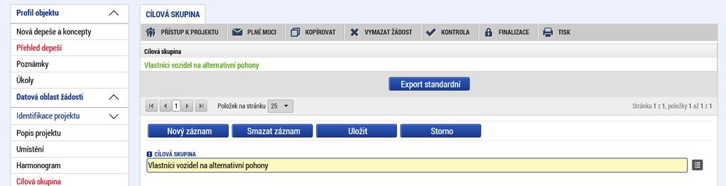 Upozornění: Při kopírování žádosti o podporu se údaje ze záložky Umístění do nově vytvořené žádosti (kopie) nepřenášejí a je nutné je vyplnit samostatně. 1.