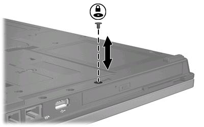 Bezpečnostní šroub MultiBay II Pro zvýšení ochrany jednotky MultiBay II je ve spodní části přenosného počítače pod jednotkou MultiBay II umístěn bezpečnostní šroub MultiBay II.