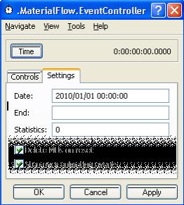 EventController Ikona Tlačítkem Time se přepíná Absolutní čas simulace(1) vs. Relativní čas simulace(2). Pole Date (3) znamená datum a čas začátku simulace (datový formát datetime).