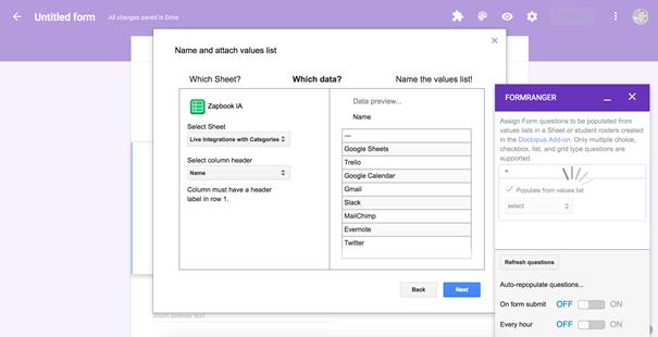 Obrázek 3.2: Náhled na tvorbu dotazníku v Google Forms Zdroj: https://zapier.cachefly.