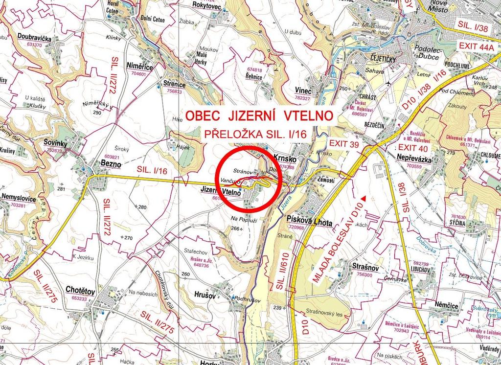 kraji na silnici I/16 mezi městy Mělník a Mladá Boleslav.