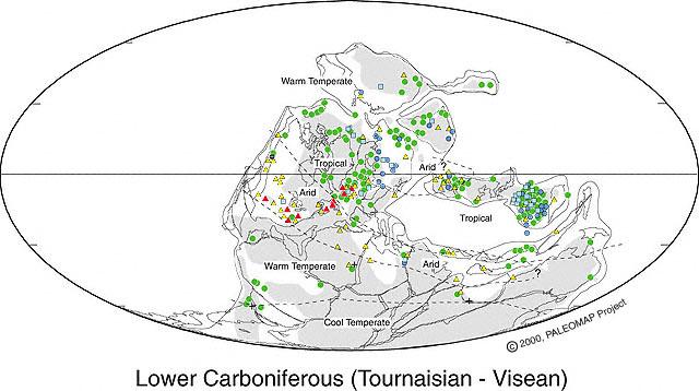 Extensive rainforests covered the tropical regions of Pangea which was bounded to the north and