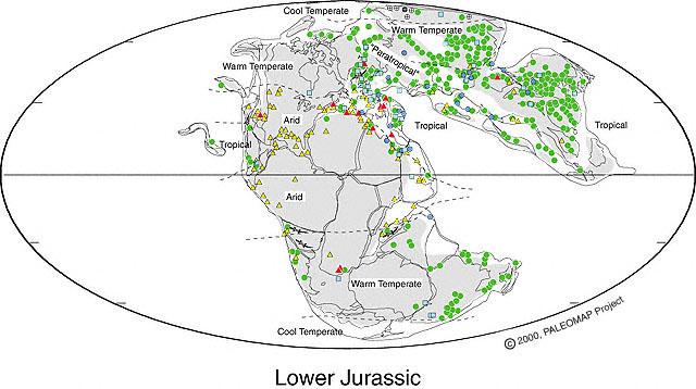 Early Jurassic, the Dinosaurs spread across Pangea The Pangean Mega-monsoon was in full swing during the Early and