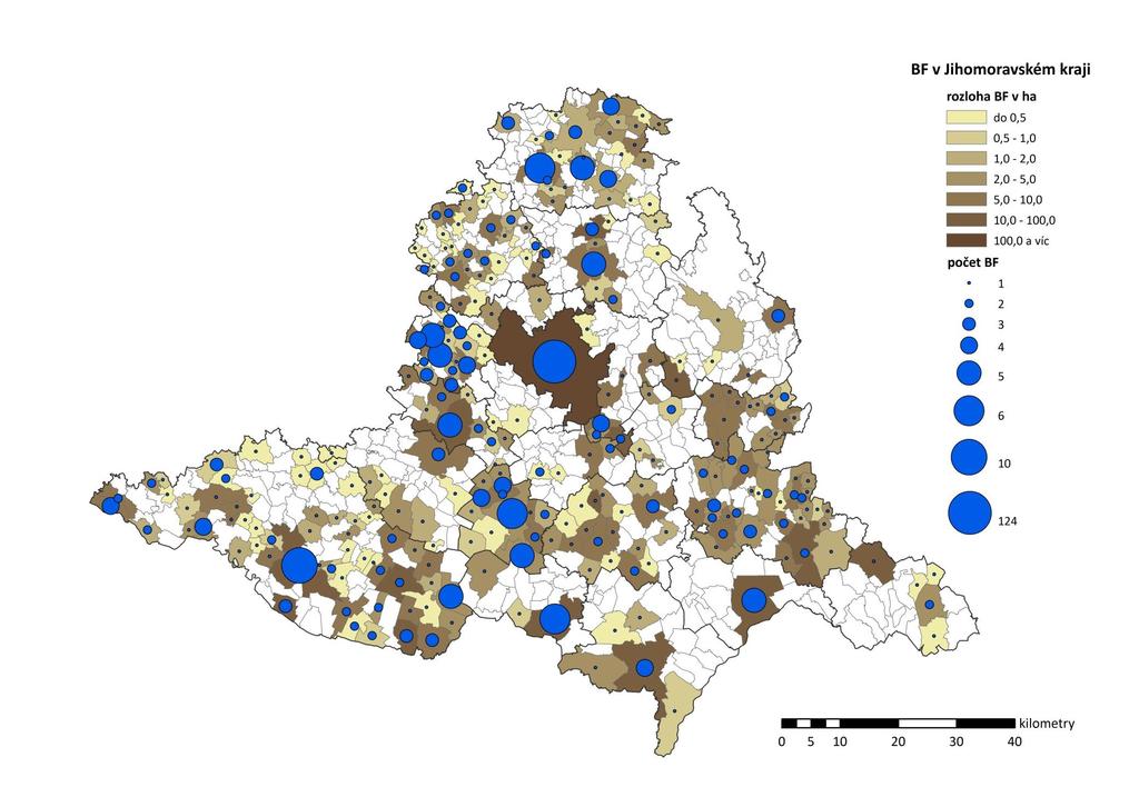 mapování brownfieldů v JMK plocha BF v m² ve 279