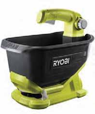 #RyobiToolsEU ryobitools.eu ONE+ Speciální zahradní technika OSS18 Akumulátorový rozmetač osiv Rozmete suché materiály, včetně osiv, hnojiv, krmiv, posypové soli atd.