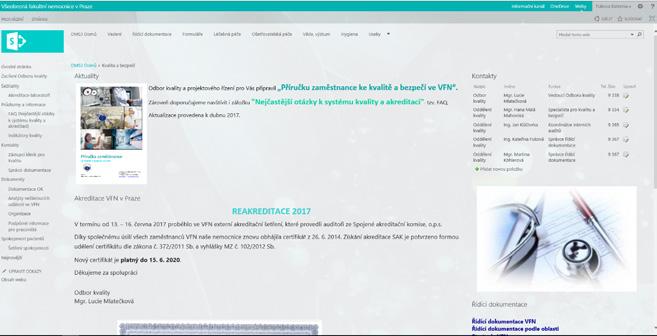 Nové intranetové stránky Odboru kvality Na podzim roku 2017 byla Úsekem informatiky připravena nová grafická podoba intranetových stránek Odboru kvality.