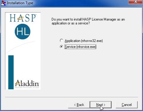 1.2 Instalace HASP License Manager jako službu (pokud ho nechcete jako aplikaci) Pro méně zkušené uživatele PC doporučujeme instalovat HASP License Manager jako aplikaci.