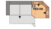 kombinaci se špičatými rohy nebo kanapi, FA-funkce za příplatek Plocha lůžka: 225 x 124 cm 3-sedák s příčným lůžkem, bez područek, lůžko se stálým potahem, možné pouze v kombinaci se špičatými