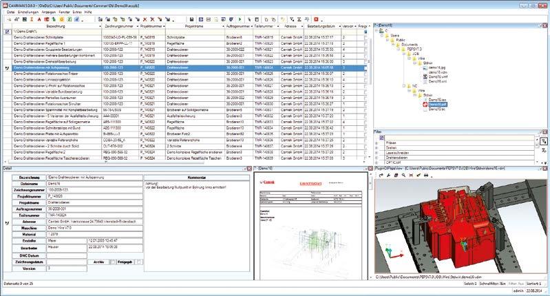 OPTICAM 13 SPRÁVA NC PROGRAMŮ A CAD VÝKRESŮ CAMMAN 5.0 CAMMAN je výkonný systém pro správu NC programů a CAD dat obsahující SAP a ERP rozhraní.