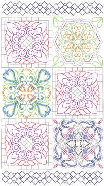 ( ) Se bruksanvisningen for broderimaskinen for informasjon om hvordan du broderer applikasjoner. (l) Mønstre markeret med l er blevet drejet. Kontroller designets placering før brodering.
