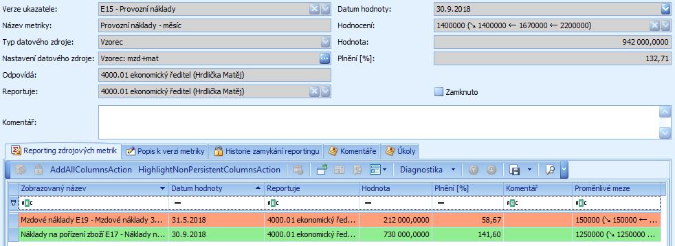 7.1.3. Reporting Jsou-li v systému správně nadefinovány ukazatele, lze využívat rozhraní modulu MBO pro reporting a vyhodnocování hodnot semafor systémem.
