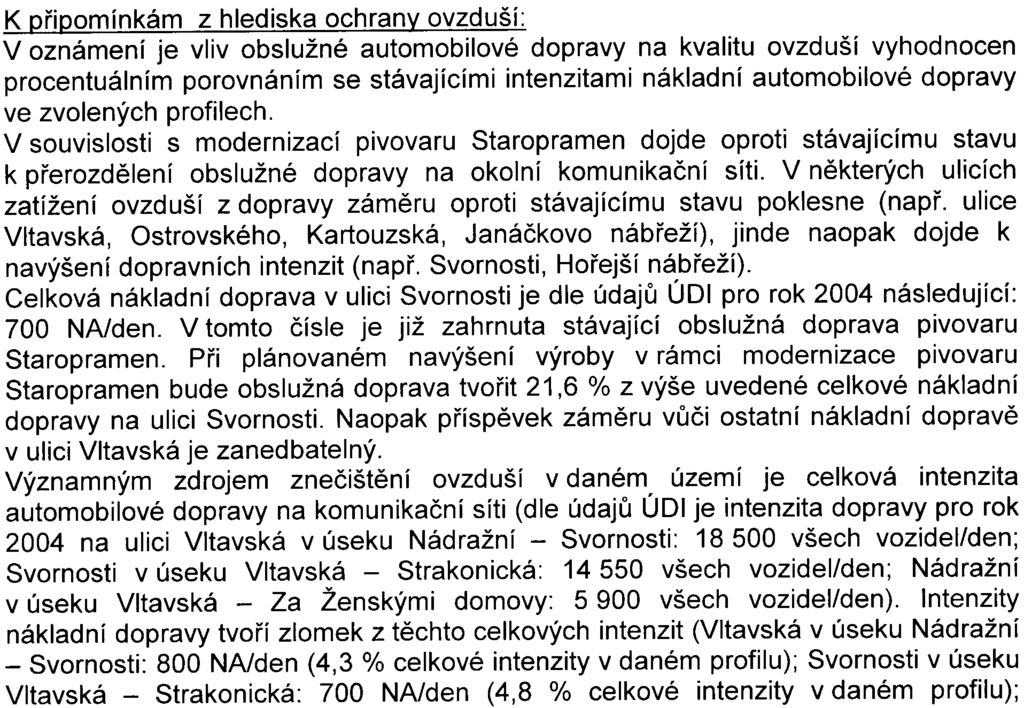 pøipomínkám z akustického hlediska: Zpracovatel oznámení konstatuje, že popis akustické situace v Oznámení dle zákona è 100/2001 Sb v platném znìní byl proveden na základì dodané akustické studie