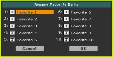 77 2 V nabídce stránky Rename User Banks vyberte příkaz v menu, tím otevřete dialog Rename User Banks. 3 Pojmenujte záložky User/Favorite nebo Direct User/Favorite podle potřeby.