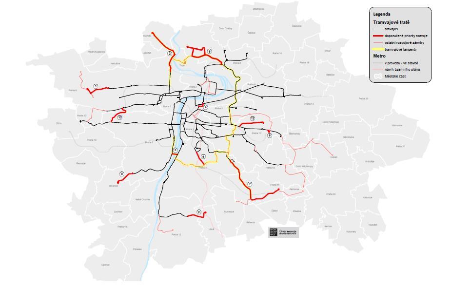 Možnosti rozvoje tramvajové sítě 1 Divoká Šárka Dědinská 2 Nádraží Podbaba Suchdol 3 Zlíchov Dvorce 4 Na Florenci 5 Kobylisy Bohnice 6 Na