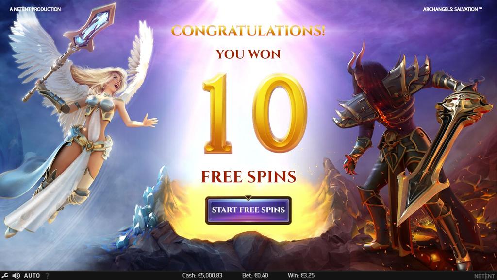 Grafické zpracování hry Archangels: Salvation Střet jako takový probíhá v hlavní hře a v režimu Free Spins nabírá na intenzitě.